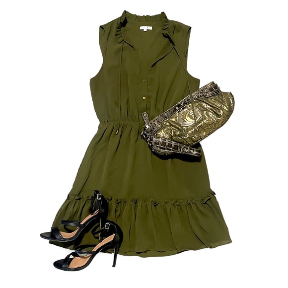 TUSSAH KHAKI KNEE LENGTH DRESS! - Picture 3 of 3